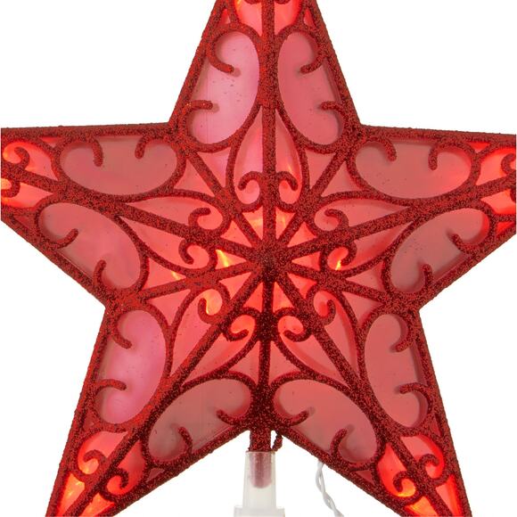Light Up Shimmer Lattice Star Christmas Tree Topper 11" LED Red Holiday Decor - Picture 6 of 11